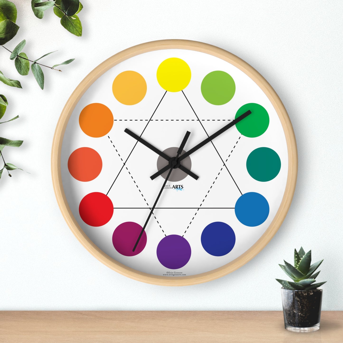 Color Wheel Wall Clock by Erin E. Gennow Arts