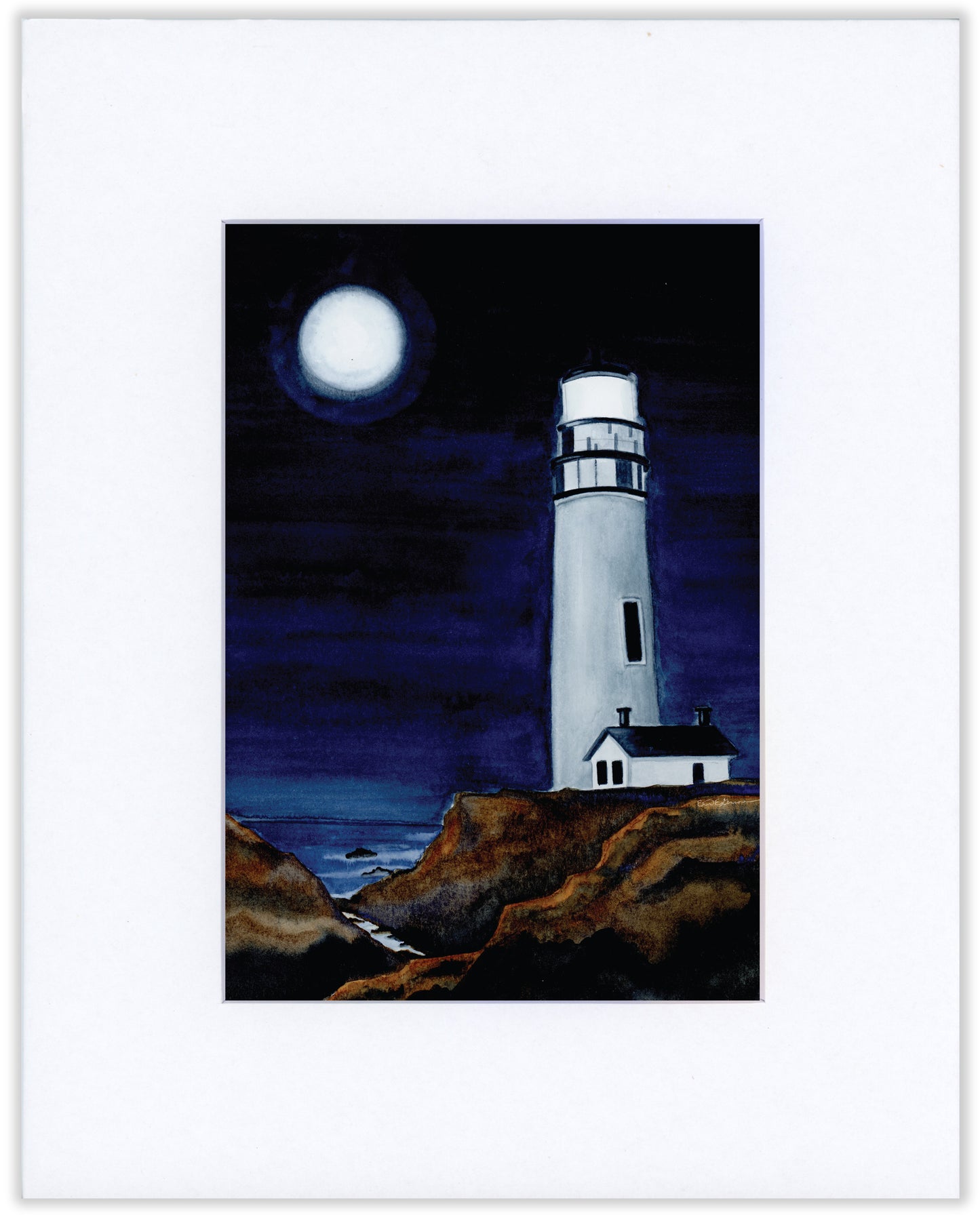 Lighthouse in Moonlight- Fine Art Print - The Lighthouse Series