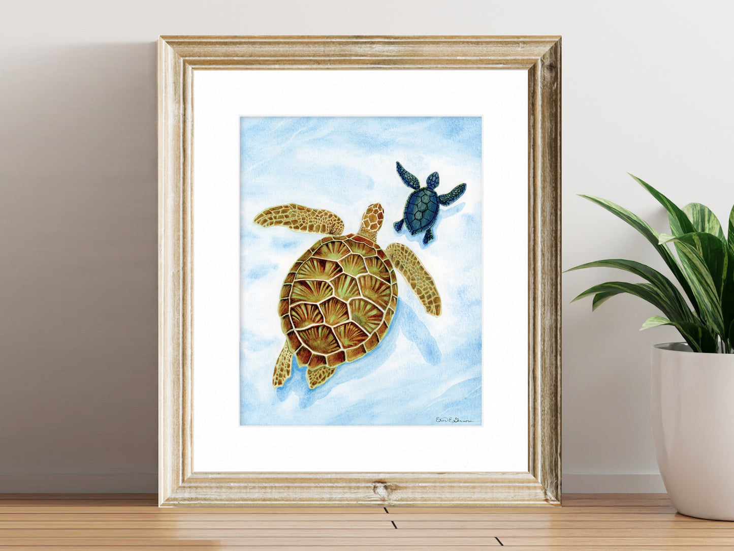 Journey, Sea Turtle with Hatchling - Fine Art Print - The Ocean Series