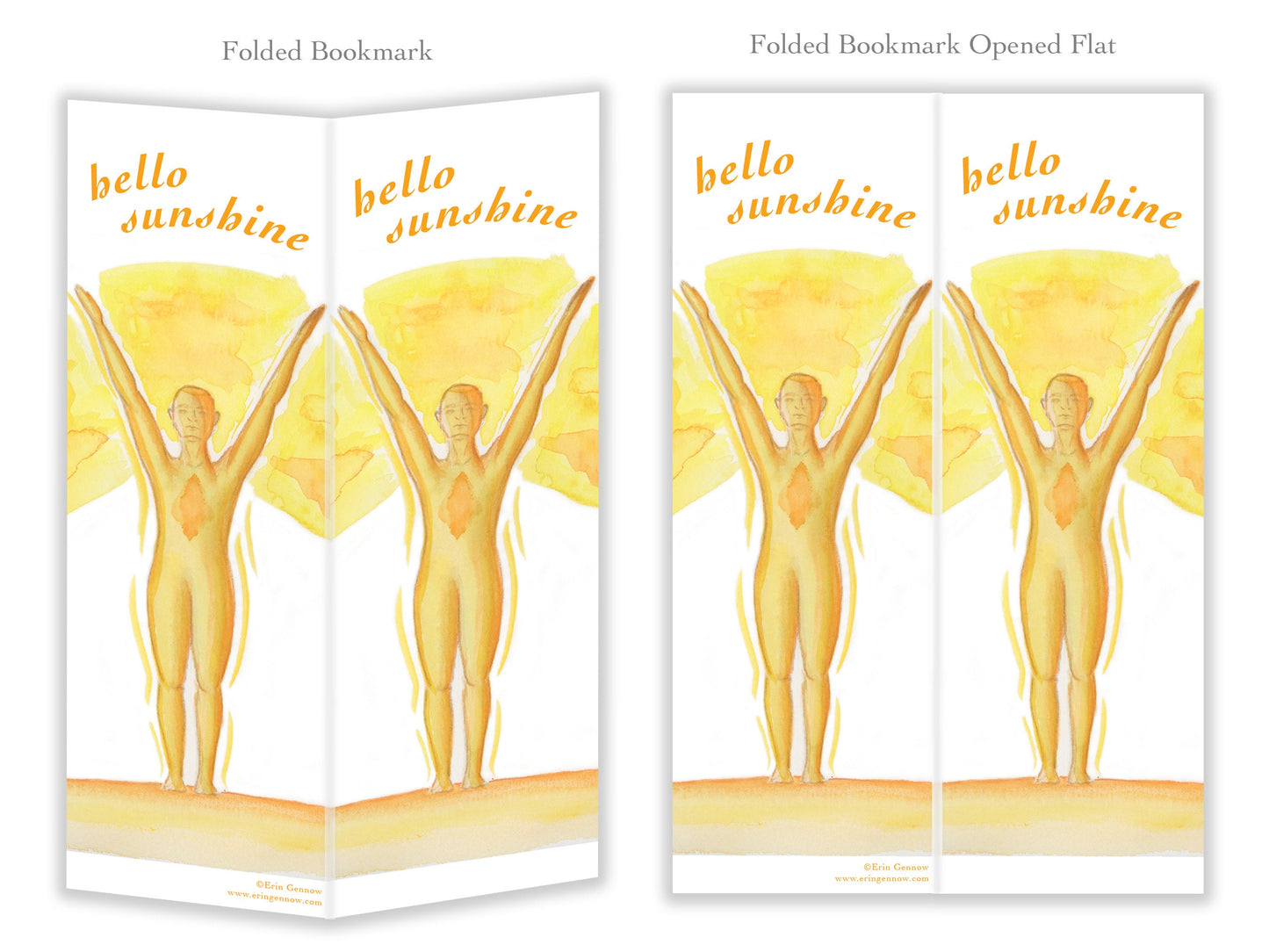 Folded Bookmarks - Set of 4 - The Yoga Series - Warrior 2, Sun Salutation, Tree Pose, Downward Dog, Handmade