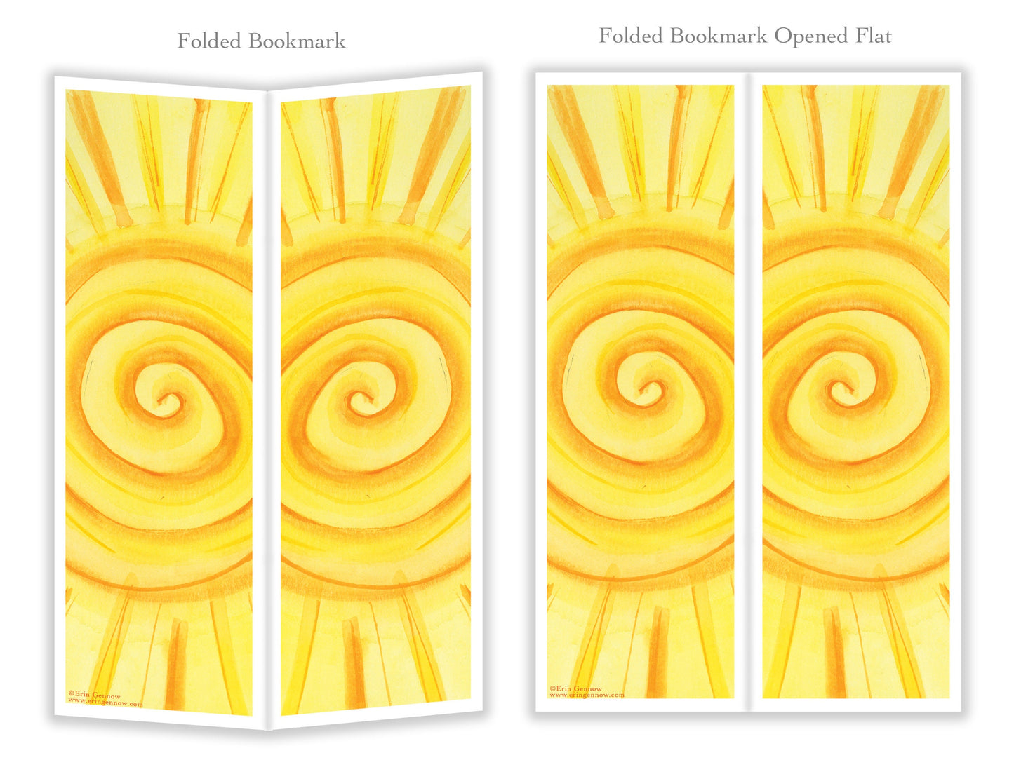 Folded Bookmarks - Set of 4 - The Sky Series - Rainbow, Sun, Moon, Stars, Handmade, 100% cotton rag heavy weight paper