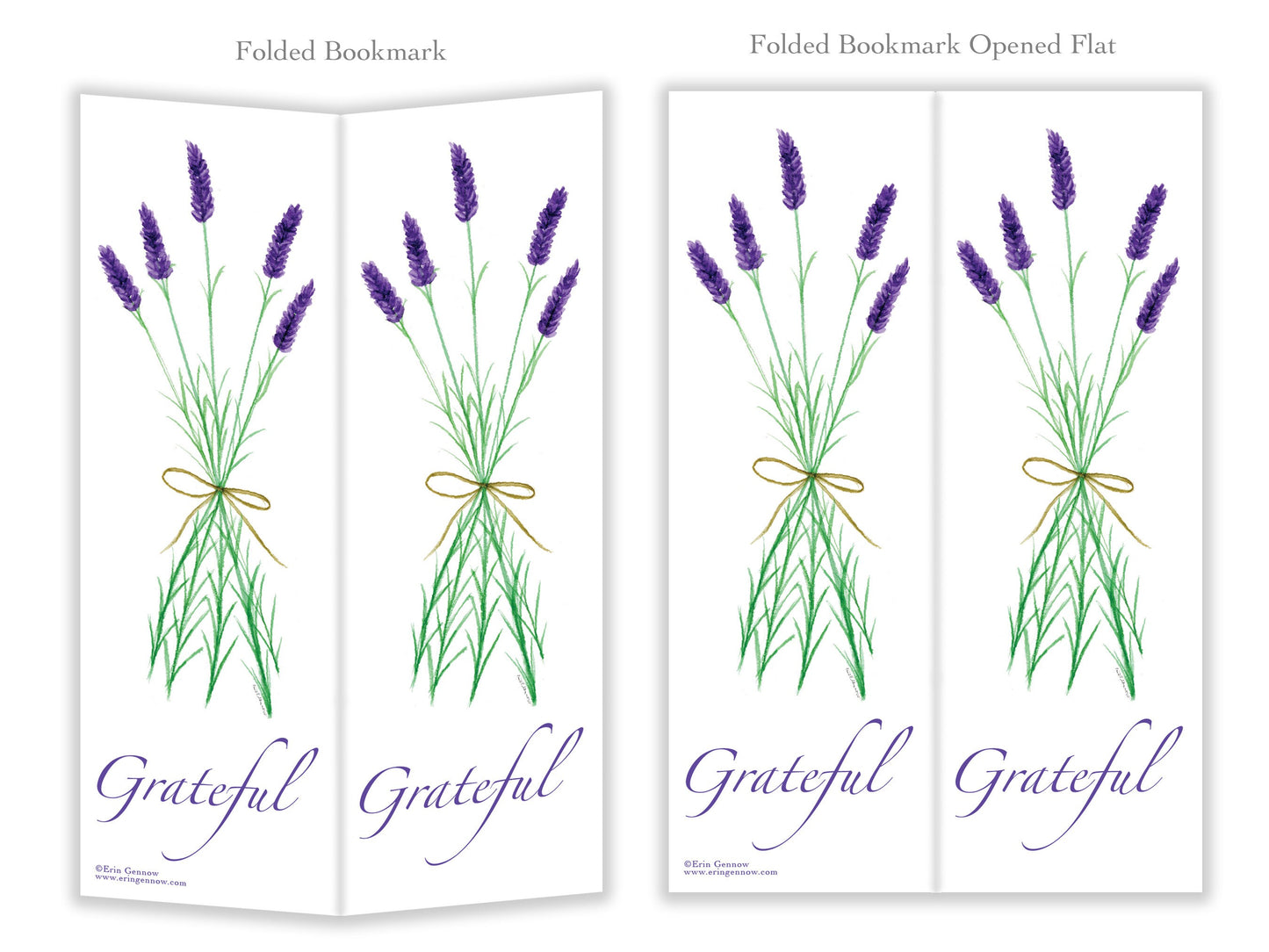 Folded Bookmarks - Set of 4 - The Lavender Series - Bee, Butterfly, Handmade, 100% cotton rag heavy weight paper