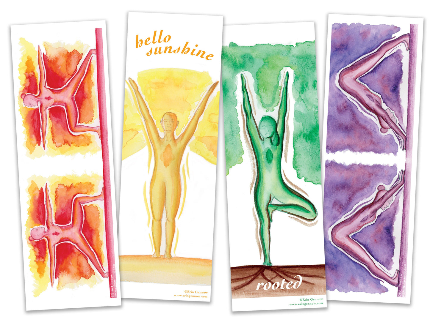 Stationery Set Yoga Series I - 4 Hand Stitched Journals, 8 Greeting Card Set, 4 Bookmarks, 12 Small Gift Cards, 16 Gift Tags, 92 Stickers