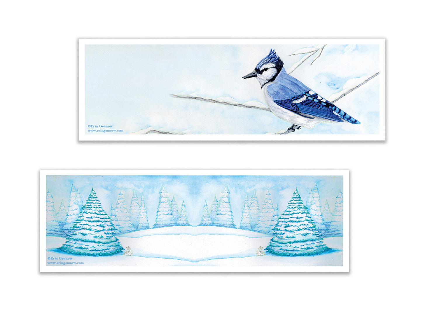 Bookmarks - Set of 4 - Winter Woodland Animals - Handmade, 100% cotton rag heavy weight paper, Stocking Stuffer, Holiday Gift