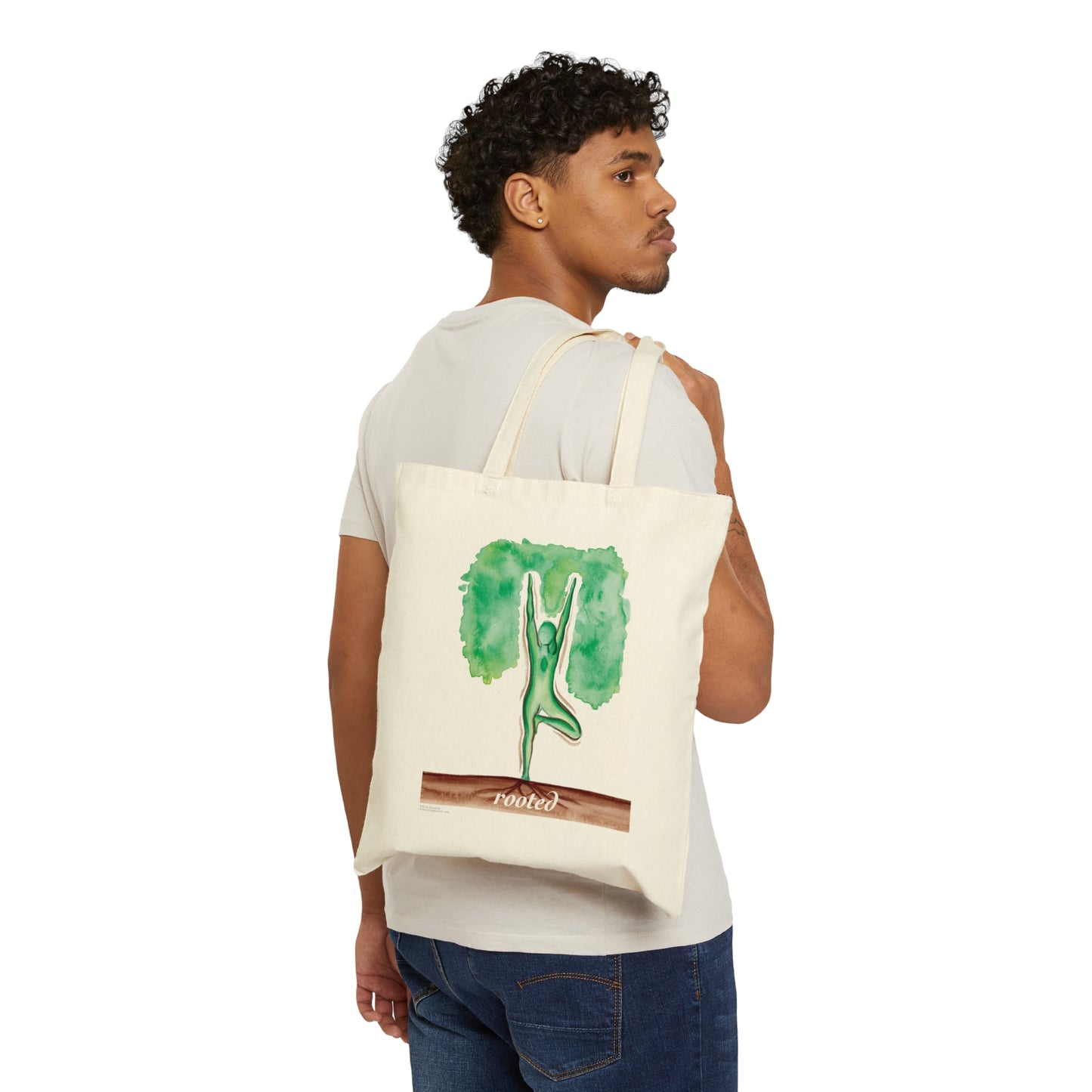 Canvas Tote 100% Cotton - Yoga Tree Pose - Rooted - The Yoga Series