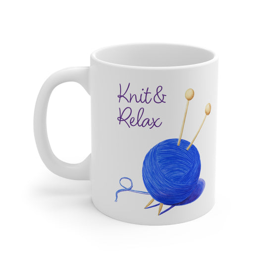 Mug - Knit and Relax - The Knitting Series - White Background
