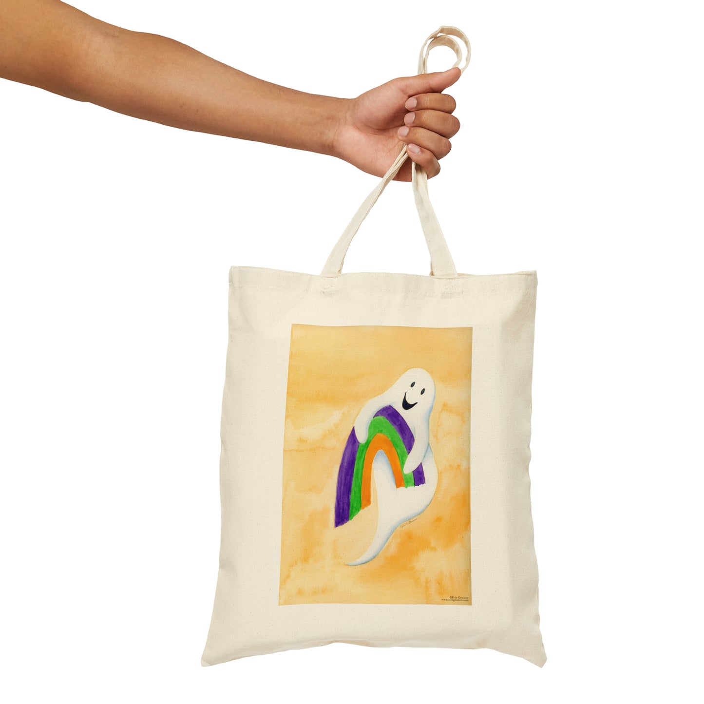 Canvas Tote 100% Cotton - Ghost with Rainbow - The Ghostie Series