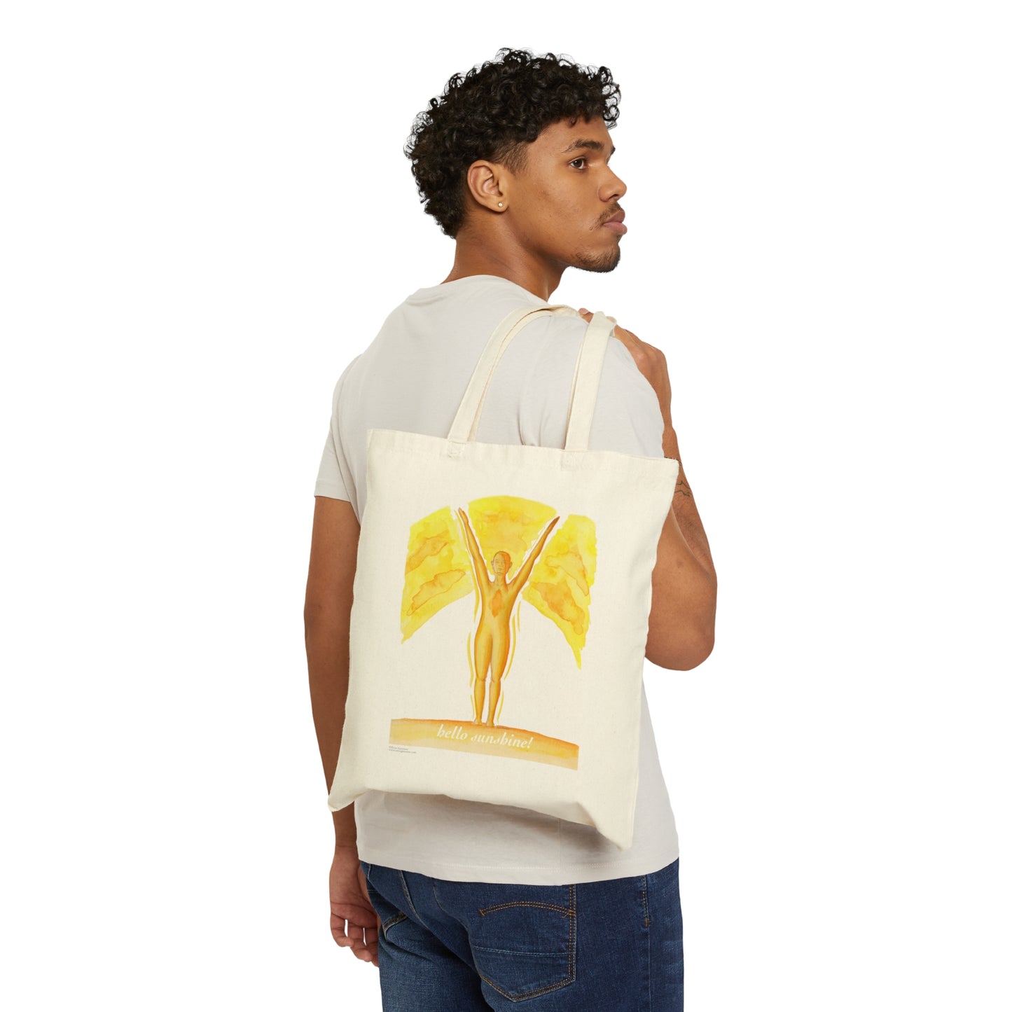 Canvas Tote 100% Cotton - Yoga Sun Salutation - Hello Sunshine - The Yoga Series