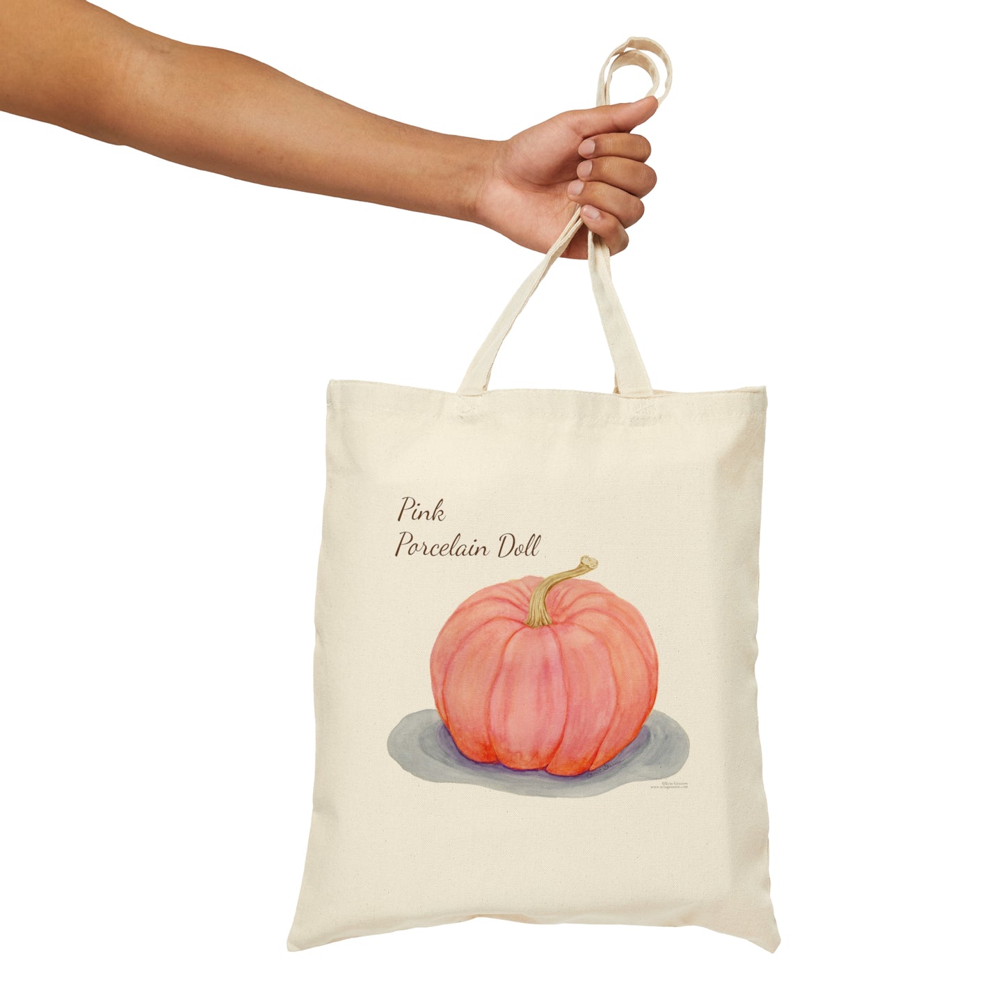 Canvas Tote 100% Cotton - Pink Porcelain Doll Pumpkin - The Pumpkin Series