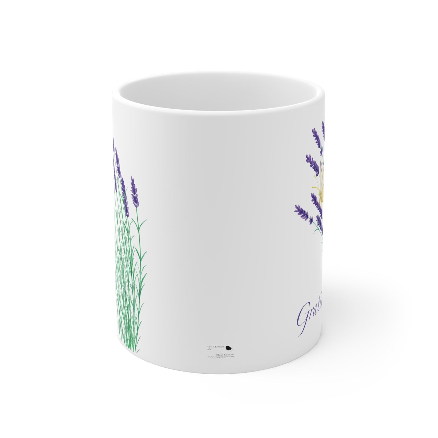 Ceramic Mug 11oz - Gratitude - Lavender with Butterfly - The Lavender Series