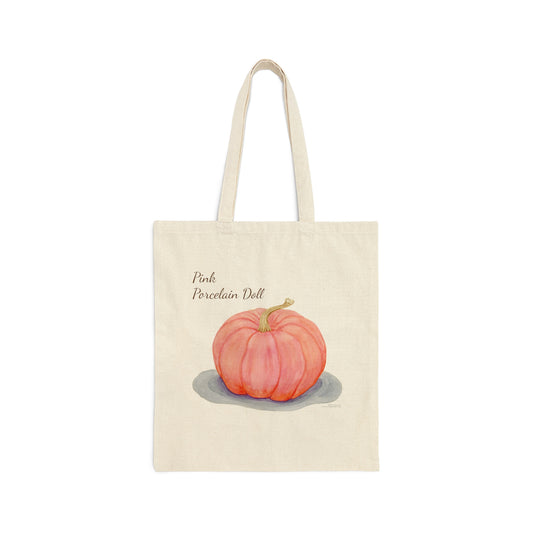 Canvas Tote 100% Cotton - Pink Porcelain Doll Pumpkin - The Pumpkin Series