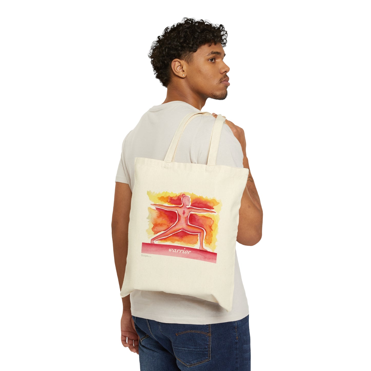 Canvas Tote 100% Cotton - Yoga Warrior 2 - The Yoga Series