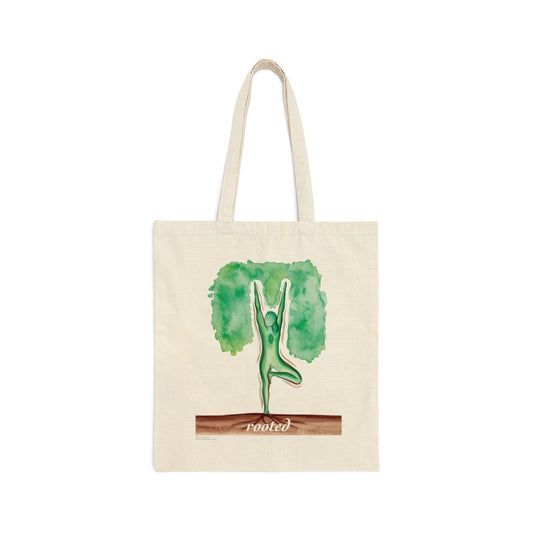 Canvas Tote 100% Cotton - Yoga Tree Pose - Rooted - The Yoga Series