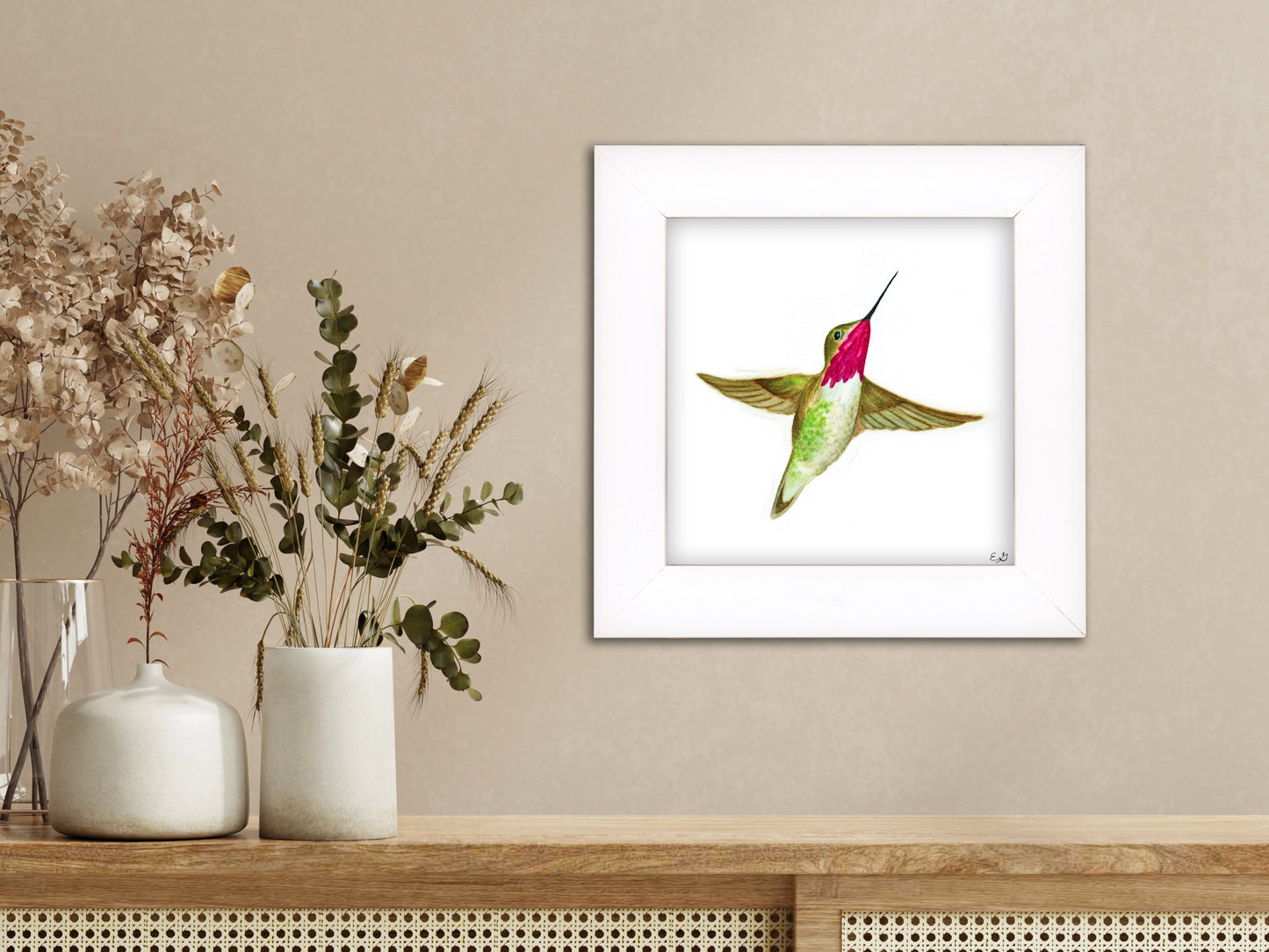 Hummingbird Flying - Framed Fine Art Print - The Hummingbird Series