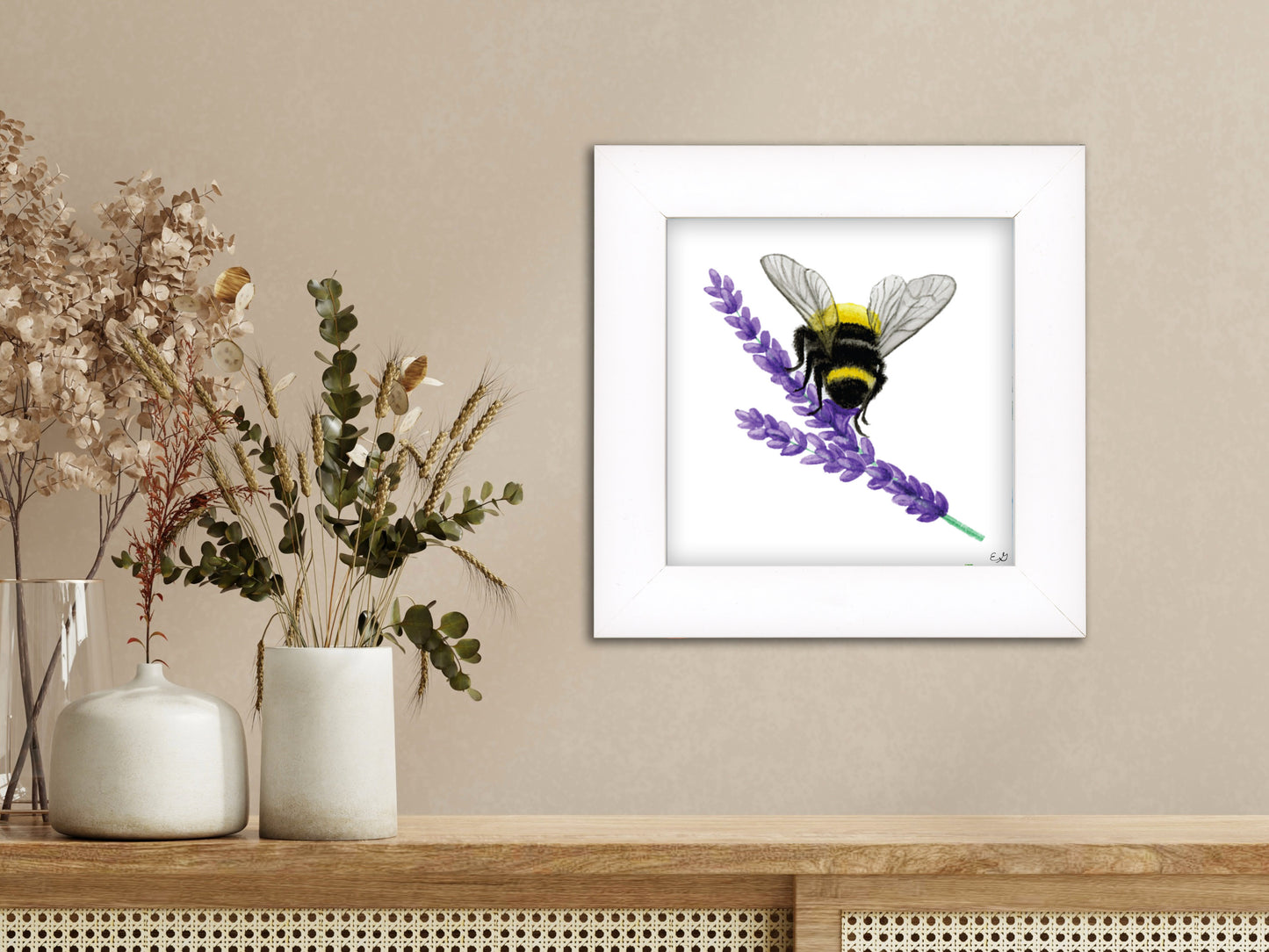 Little Bee on Lavendar - Framed Fine Art Print - The Lavender Series