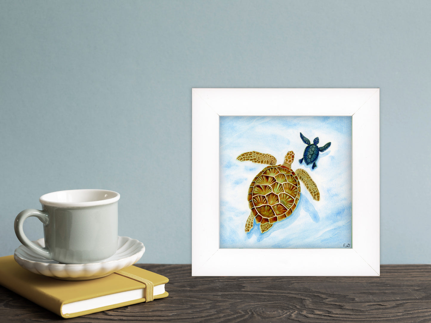 Mama and Baby Turtles  - Framed Fine Art Print - The Ocean Series