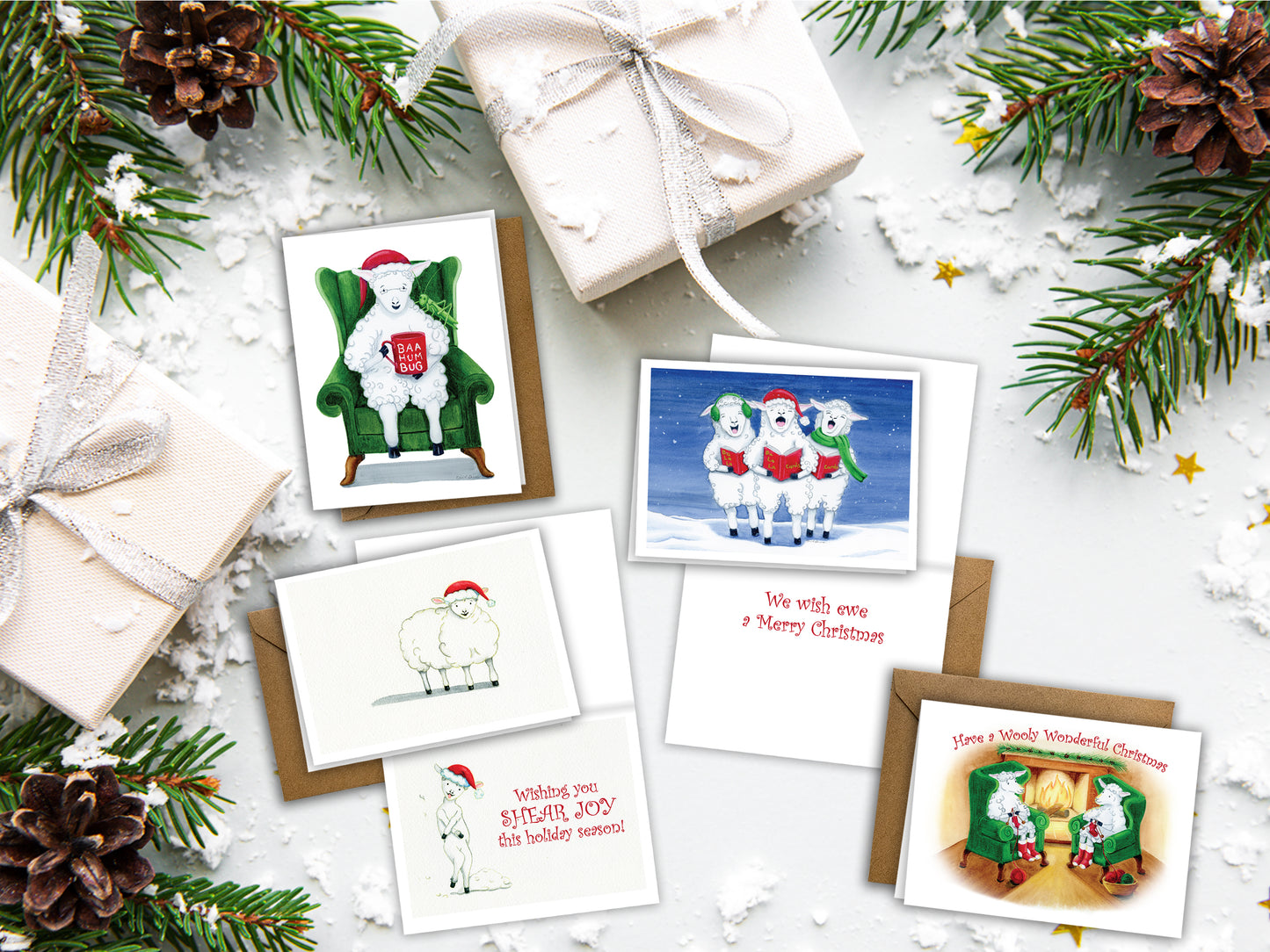 The Christmas Sheep Series - Holiday Greeting Card Set