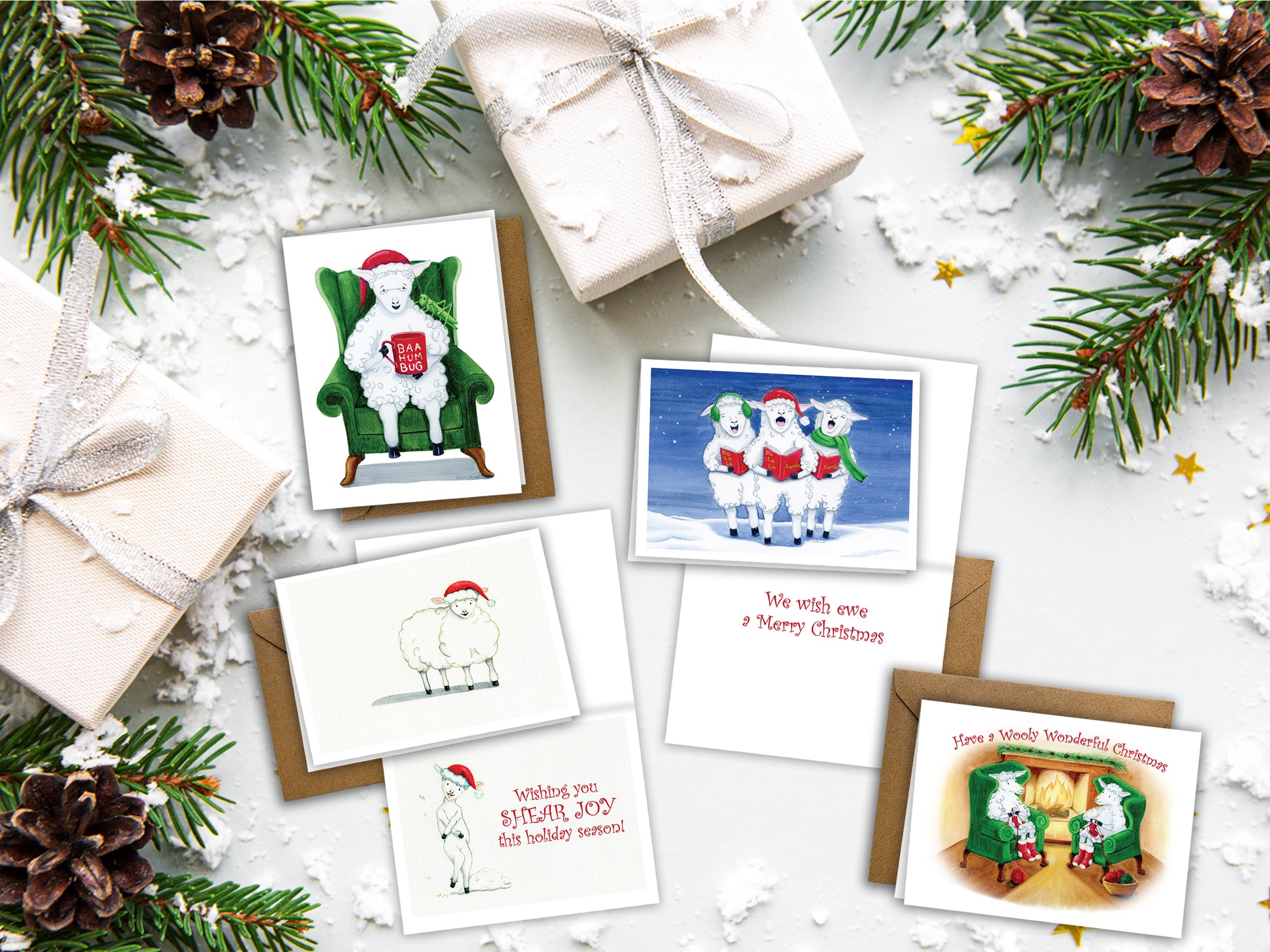 The Christmas Sheep Series - Holiday Greeting Card Set