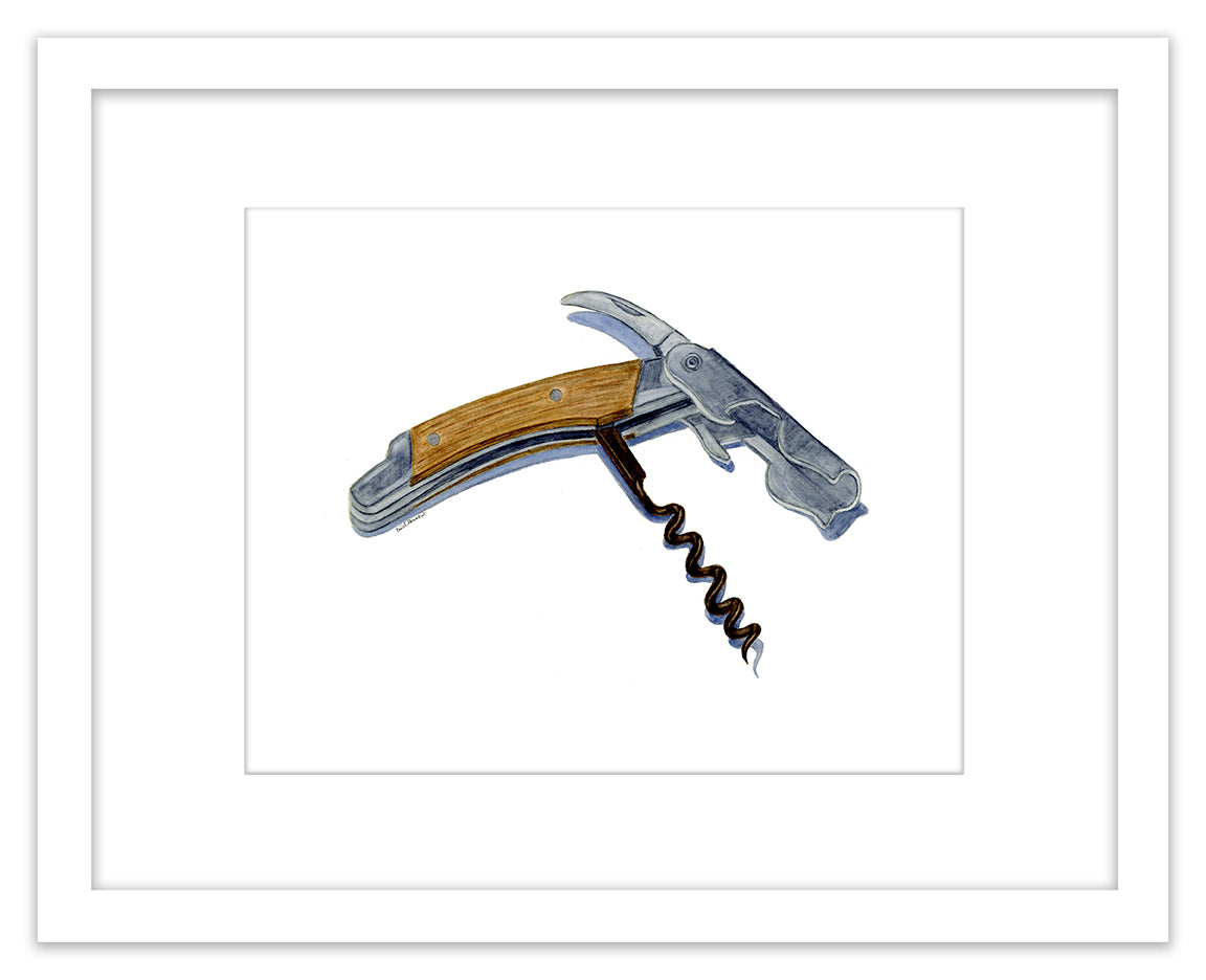 Wine Key - Framed Original Watercolor Painting