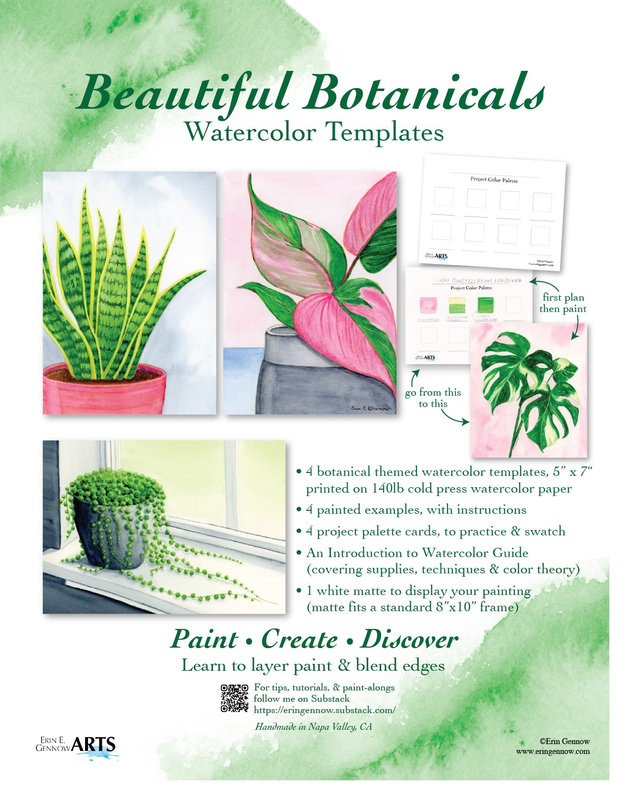 Beautiful Botanicals Watercolor Template Kit