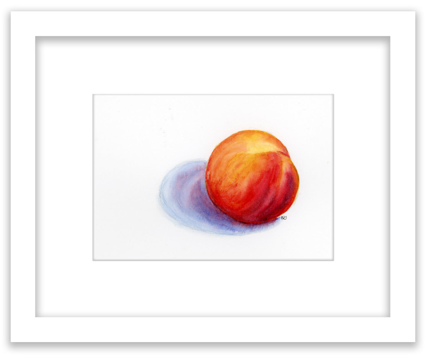 Peach Sketch - Framed Original Watercolor Painting