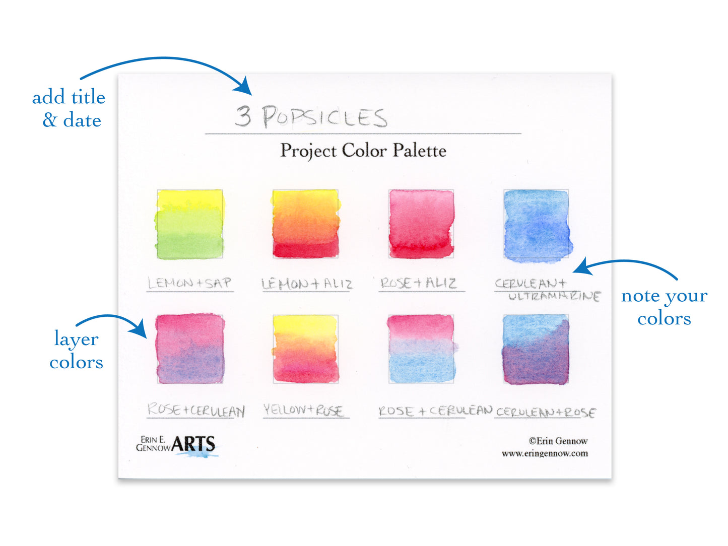 Watercolor Project Color Palette Swatch Cards