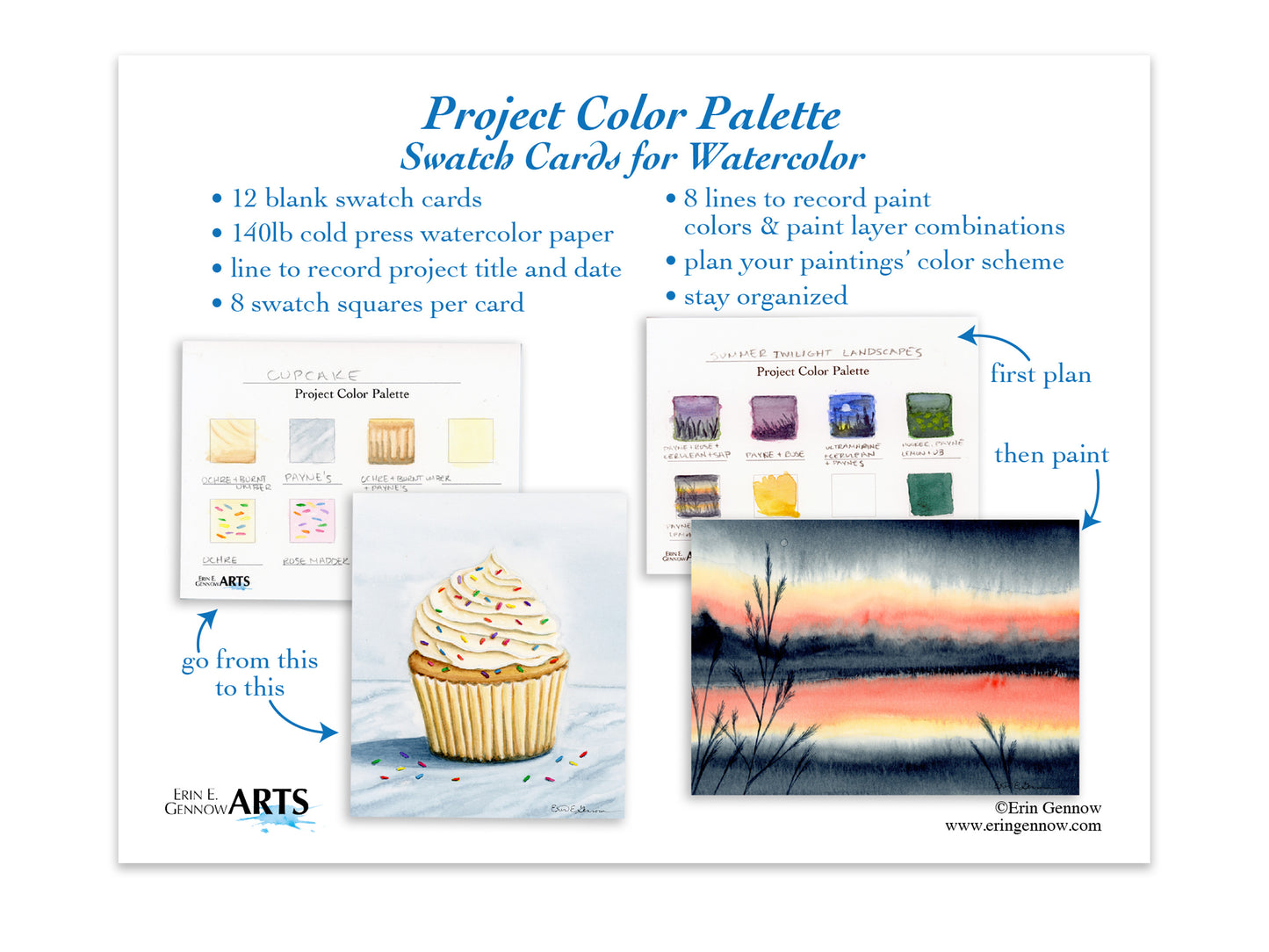 Watercolor Project Color Palette Swatch Cards