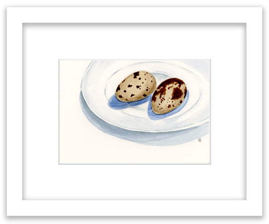 Quail Eggs - Framed Original Watercolor Painting