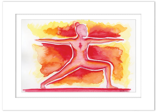 Warrior II - Framed Original Watercolor Painting