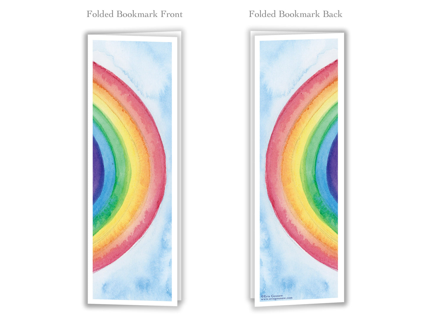 Folded Bookmarks - Set of 4 - The Sky Series - Rainbow, Sun, Moon, Stars, Handmade, 100% cotton rag heavy weight paper