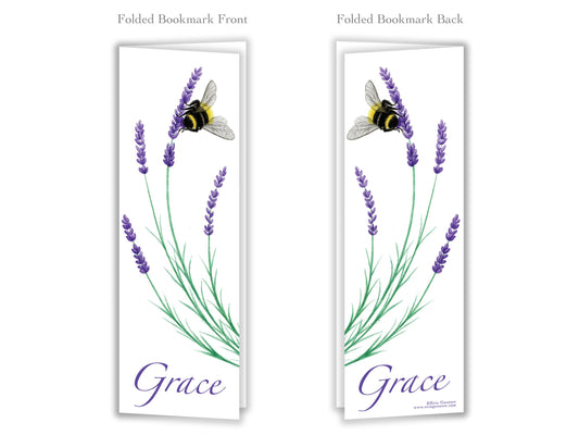 Folded Bookmarks - Set of 4 - The Lavender Series - Bee, Butterfly, Handmade, 100% cotton rag heavy weight paper