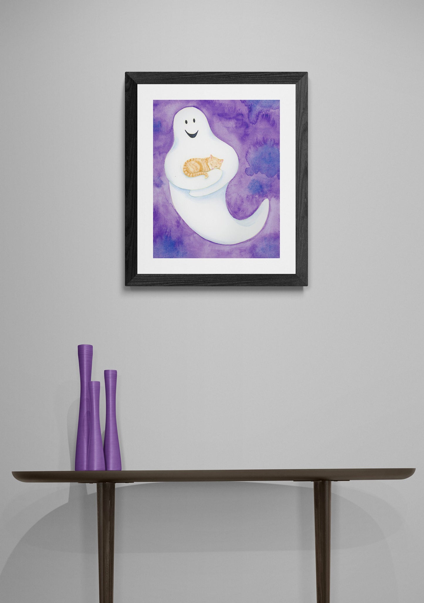 Ghost with Cat - Halloween Fine Art Print