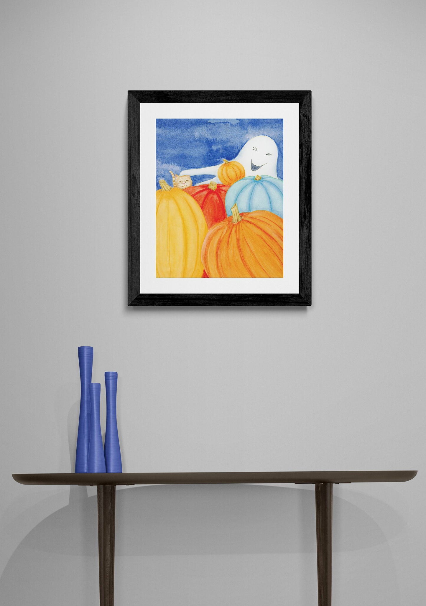 Ghost in Pumpkin Patch - Halloween Fine Art Print