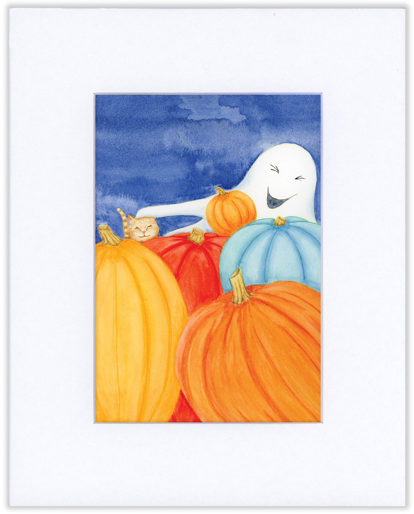 Ghost in Pumpkin Patch - Halloween Fine Art Print