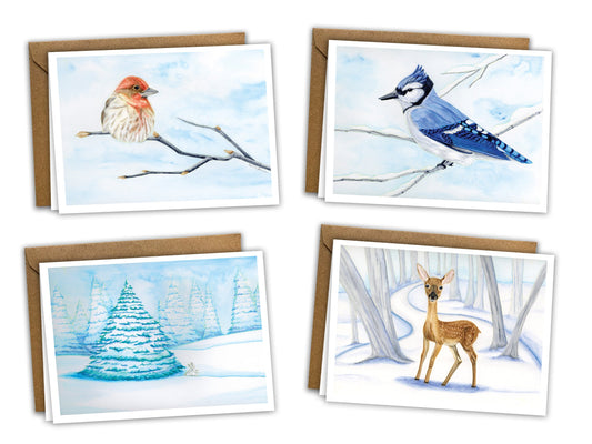 Winter Woodland Animals - Greeting Card Set of 8