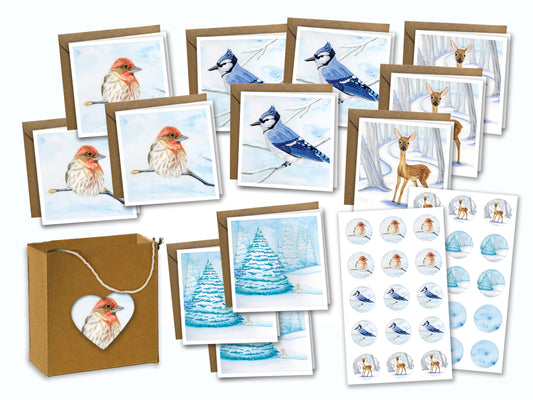 Gift Card Enclosures with Stickers - Winter Woodland Animals Series