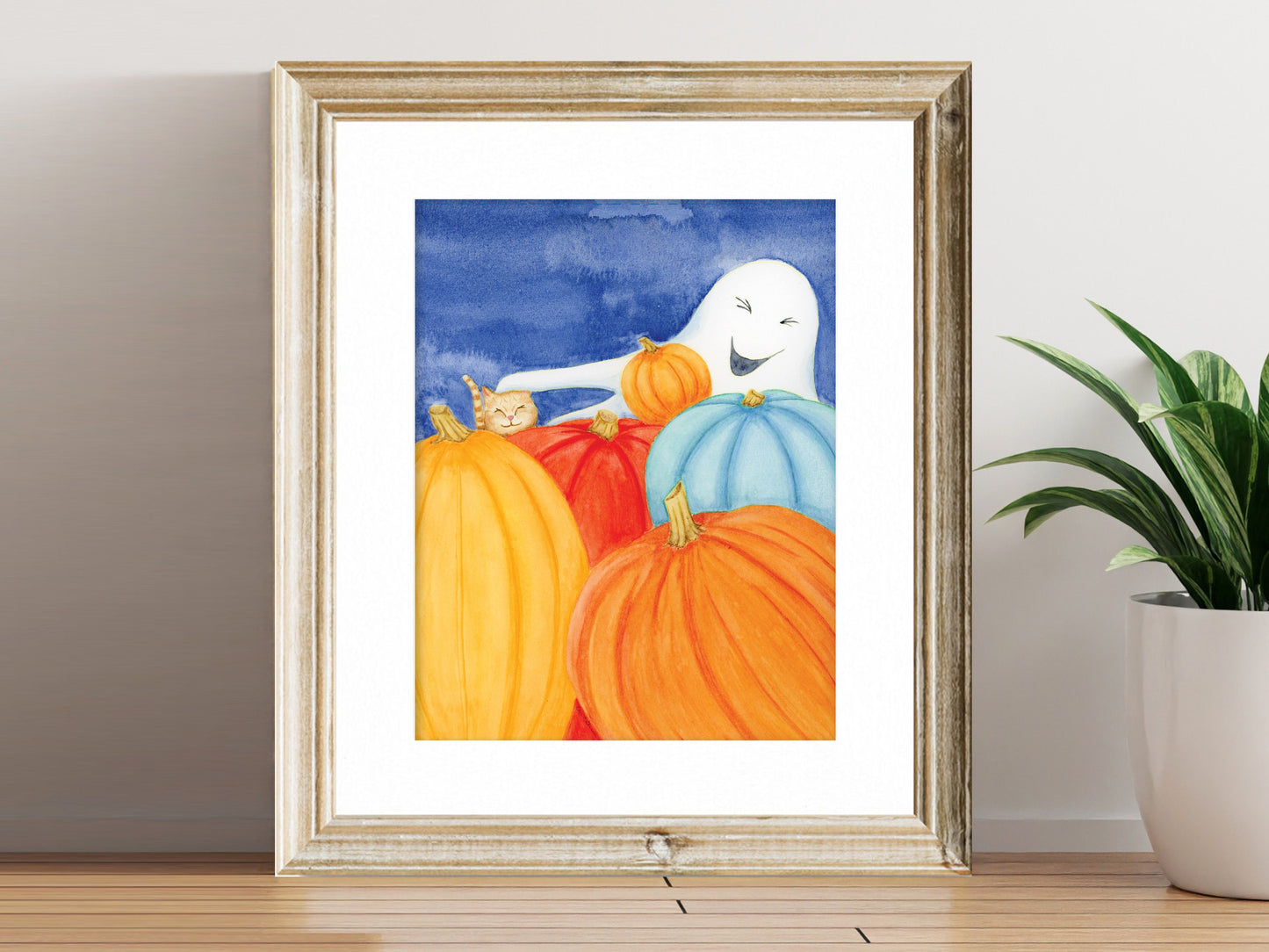 Ghost in Pumpkin Patch - Halloween Fine Art Print