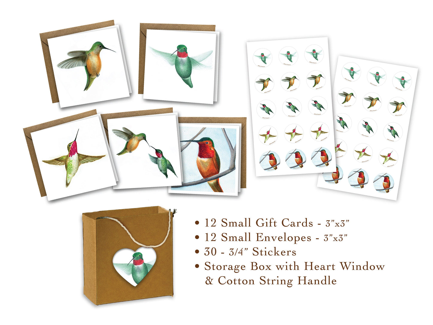 Gift Card Enclosures with Stickers - The Hummingbird Series