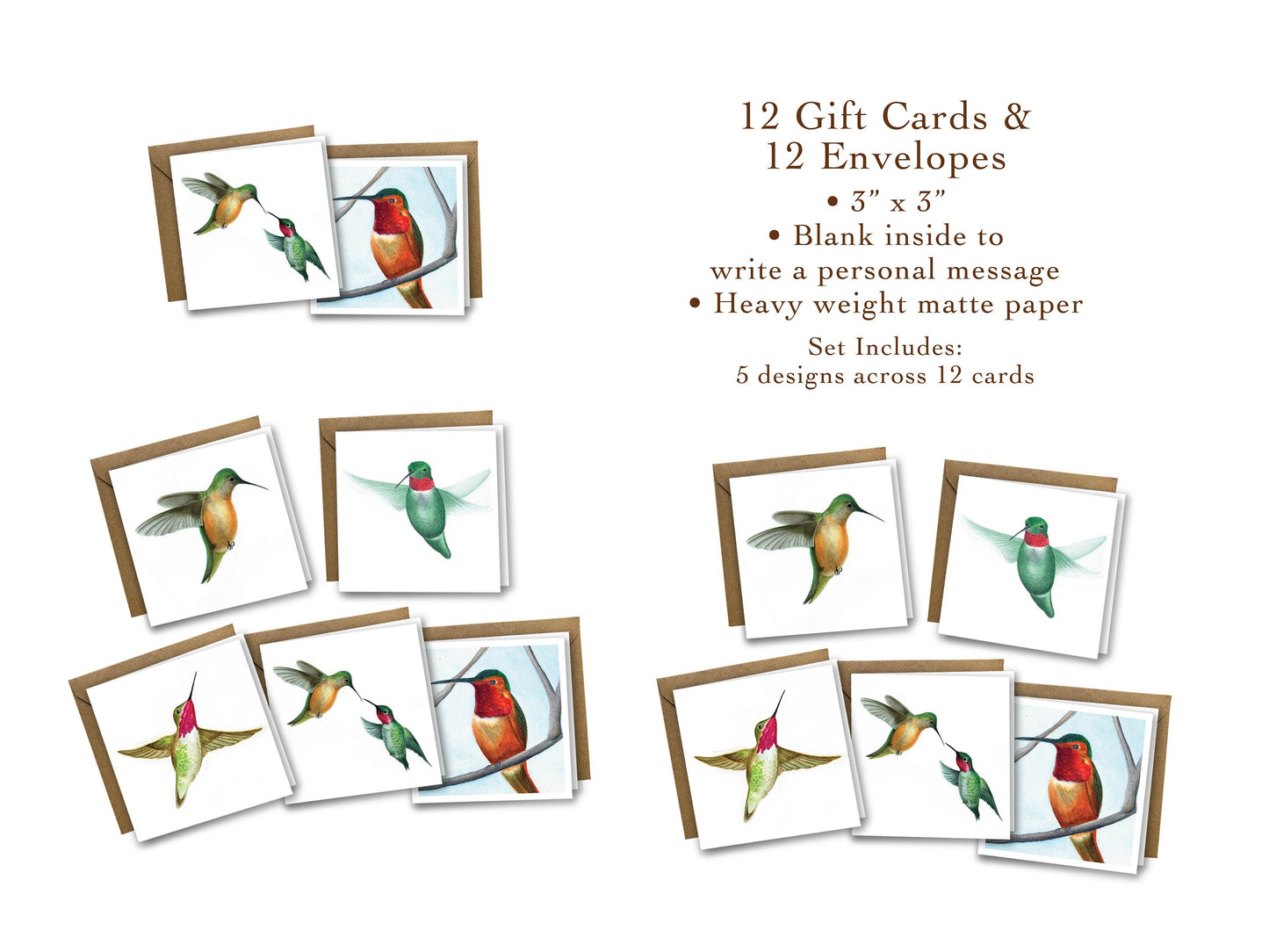 Gift Card Enclosures with Stickers - The Hummingbird Series