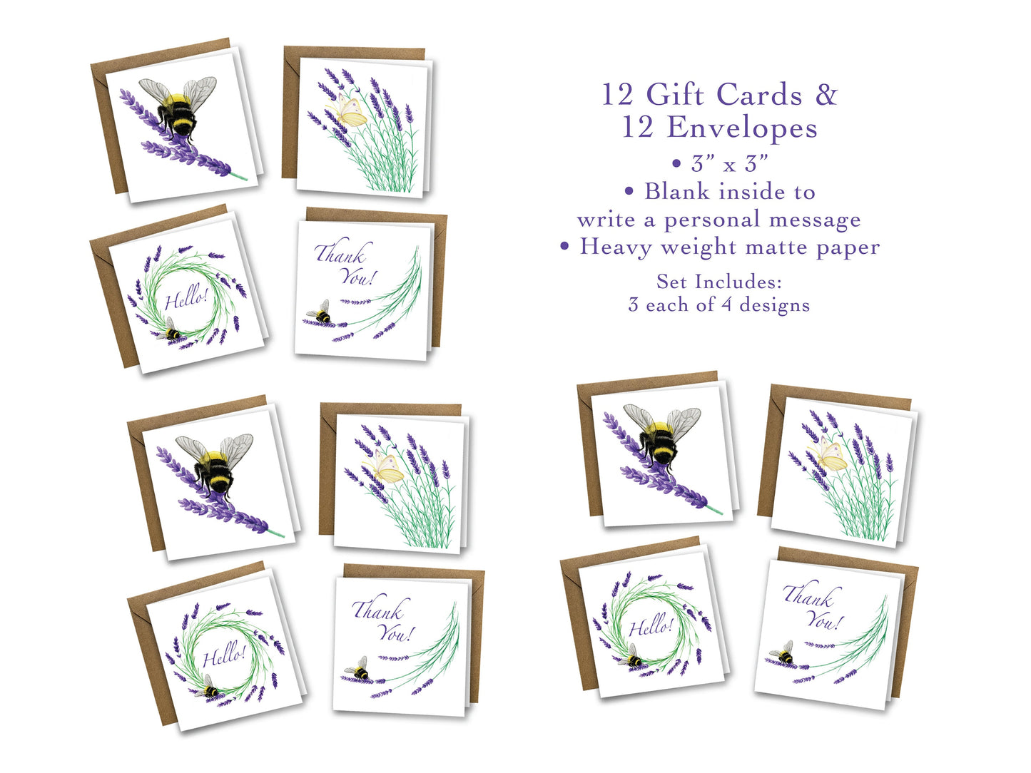 Gift Card Enclosures with Stickers - The Lavender Series